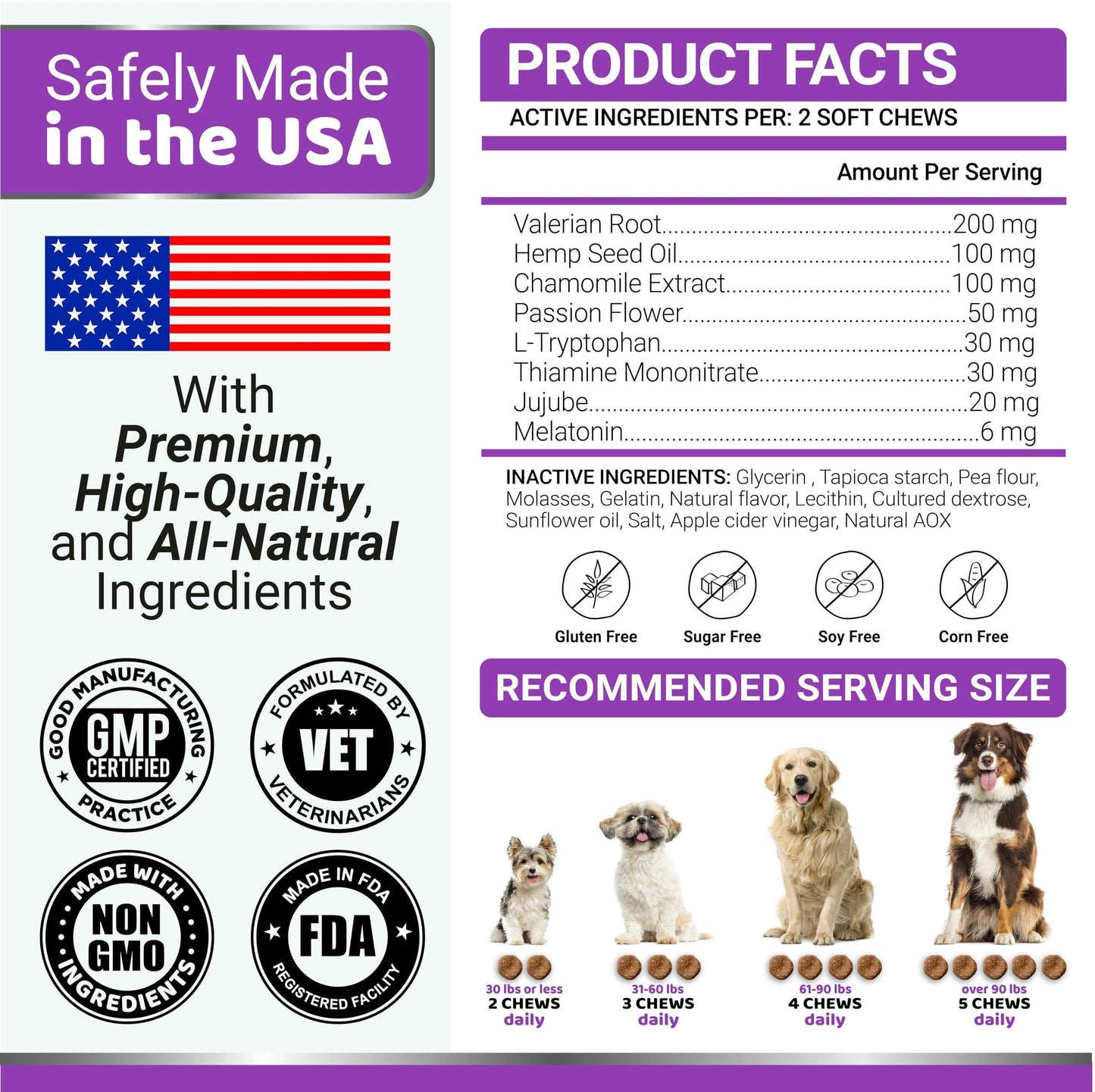 Soothing Melatonin Calming Chews for Dogs - 170 Chews for Stress and Anxiety Relief
