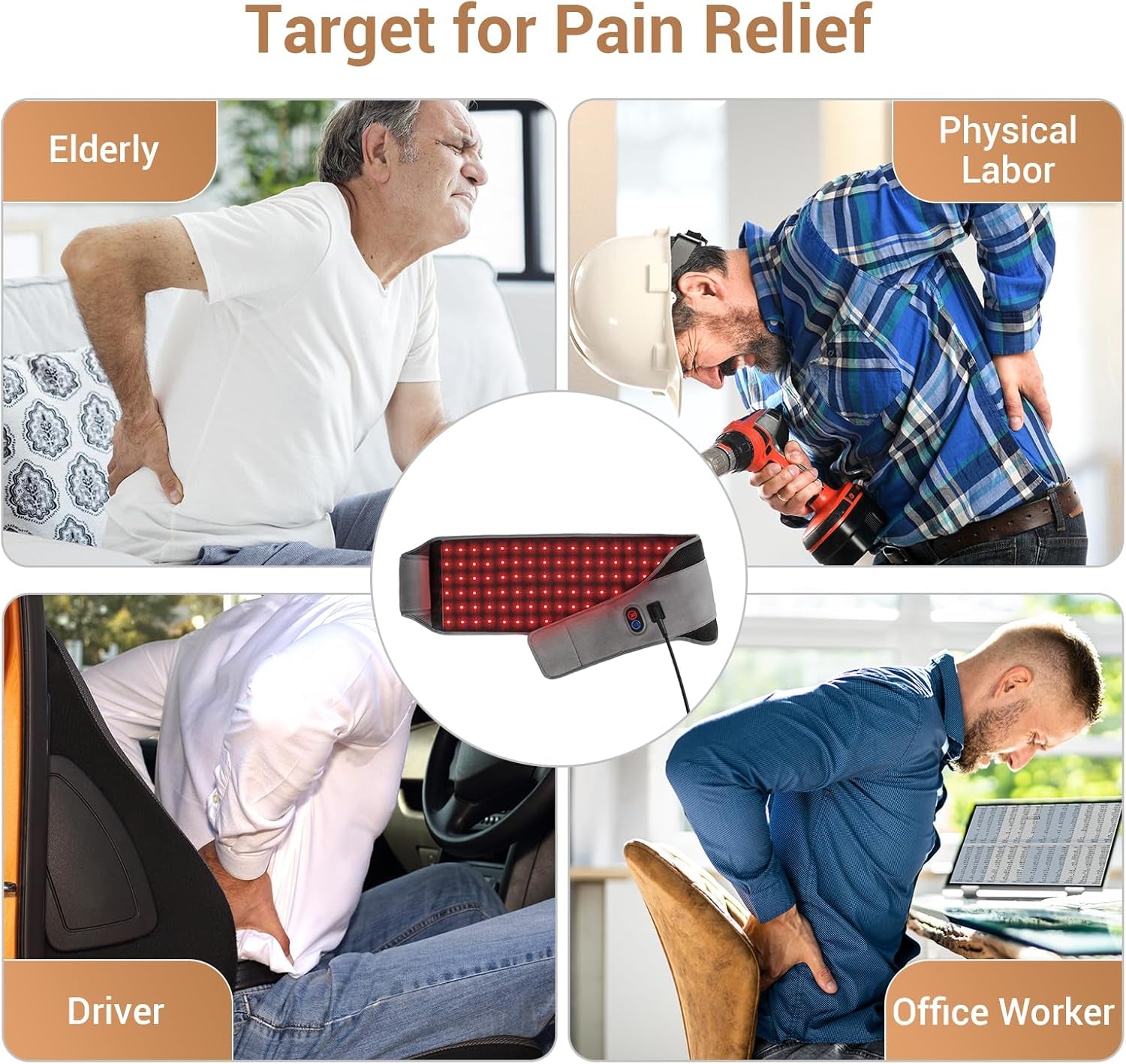 Red Light Therapy Belt with 126 Leds, Infrared Red Light Therapy for Body, 660Nm & 850Nm, 22W Light Wrap with Timer for Back Waist Belly Joint Muscle Pain Relief(Corded)