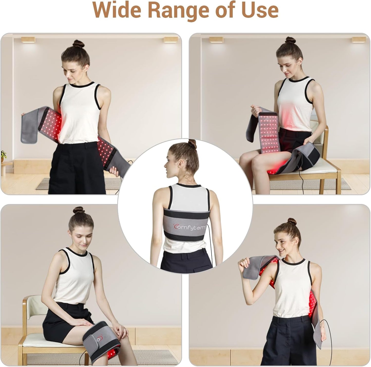 Red Light Therapy Belt with 126 Leds, Infrared Red Light Therapy for Body, 660Nm & 850Nm, 22W Light Wrap with Timer for Back Waist Belly Joint Muscle Pain Relief(Corded)