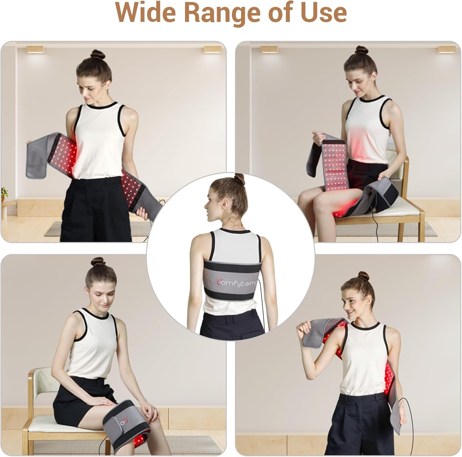 Red Light Therapy Belt with 126 Leds, Infrared Red Light Therapy for Body, 660Nm & 850Nm, 22W Light Wrap with Timer for Back Waist Belly Joint Muscle Pain Relief(Corded)