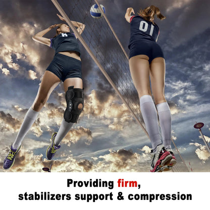 Hinged Knee Brace with Side Stabilizers Adjustable Knee Compression Sleeve Relieves Meniscus Tear,Acl,Mcl,Knee Support and Knee Pain Relief,Men & Women - Black One Size Fits Most