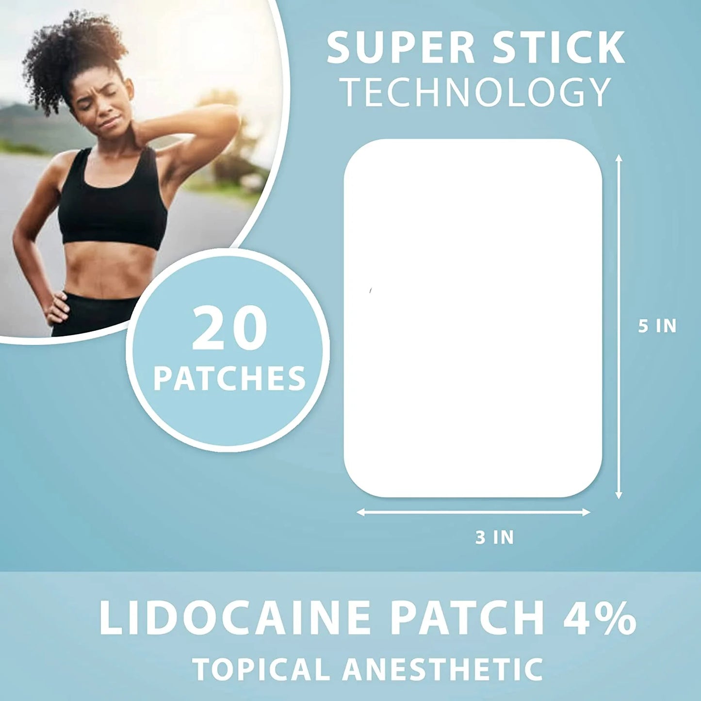 Lidocaine Pain Relief Patches 20 Ct for Back Pain Shoulder Pain - 4% Lidocaine Patches