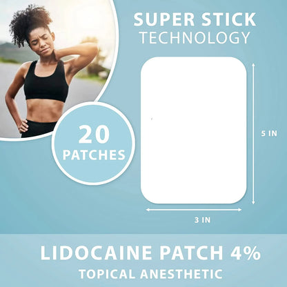Lidocaine Pain Relief Patches 20 Ct for Back Pain Shoulder Pain - 4% Lidocaine Patches
