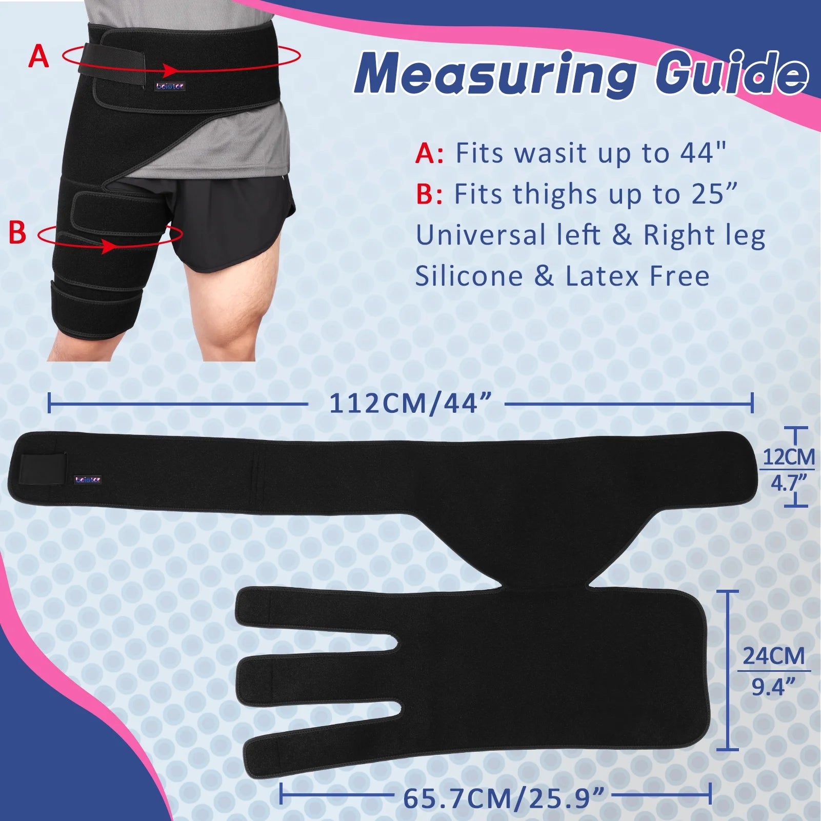 Adjustable Hip Braces,Groin Braces, Sciatica Pain Relief,One Size (Left), 1 Count