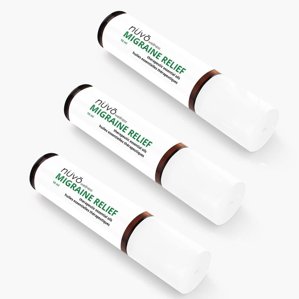 Migraine Relief Roll-On, Made with Peppermint, Lavender, Eucalyptus, & Other Aromatherapy Essential Oils, for Headaches, Body Pain, and Sore Muscles