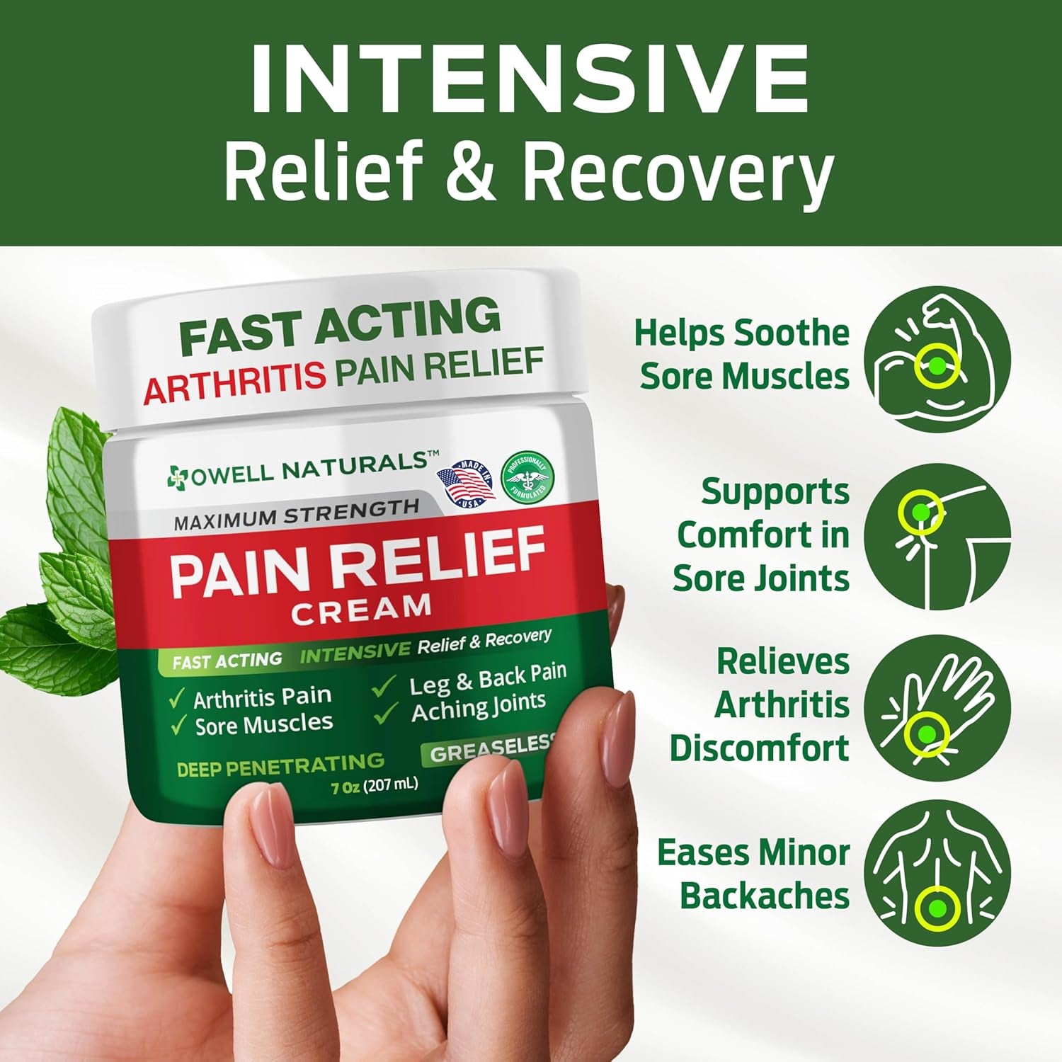 Arthritis Pain Relief Cream 7 Oz, Maximum Strength Deep Penetrating Relieving for Aches, Joint & Muscle, Muscle, Back, Knee, Feet, Hand, Ankle, Legs, Shoulder