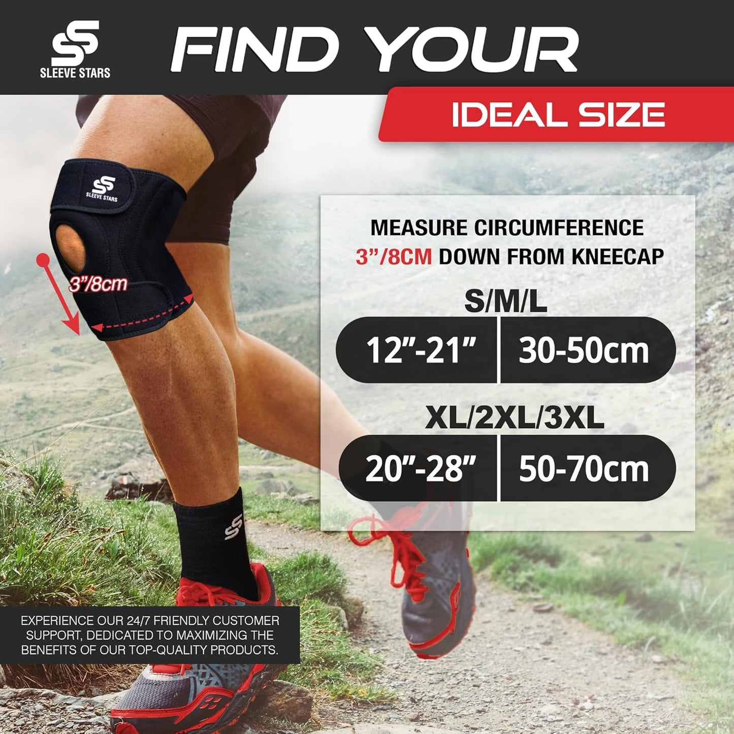 Sleeve Stars Knee Brace & Knee Support for Men & Women, Knee Braces for Knee Pain, Knee Protection Wrap for Working Out