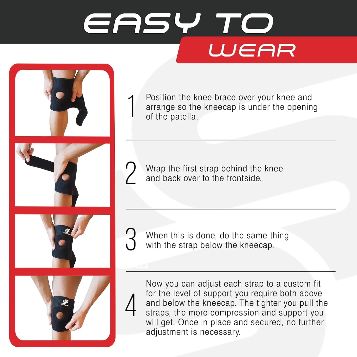 Sleeve Stars Knee Brace & Knee Support for Men & Women, Knee Braces for Knee Pain, Knee Protection Wrap for Working Out