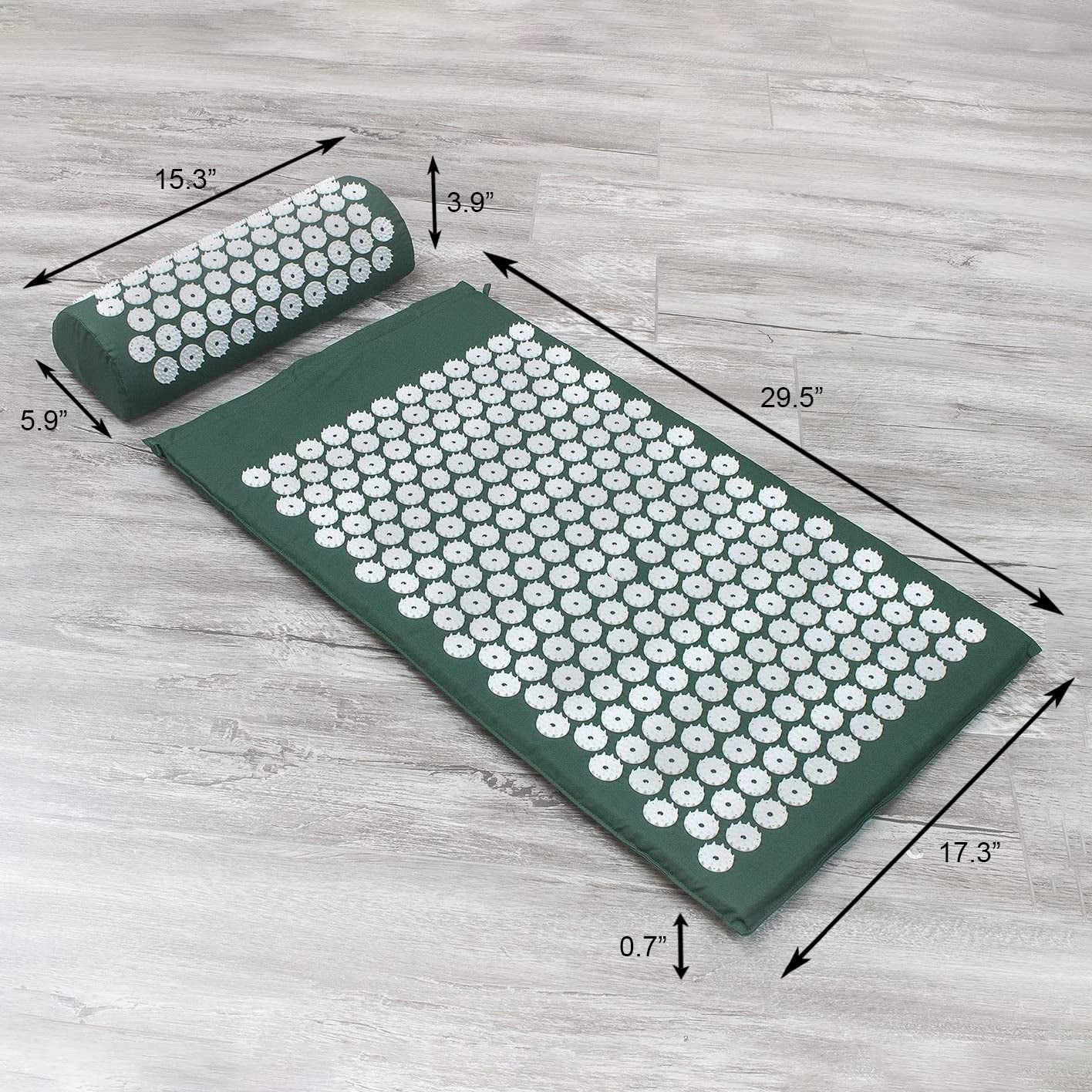Sivan Back and Neck Pain Relief Acupressure Mat and Pillow Set, Chronic Back Pain Treatment - Relieves Your Stress of Lower Upper Back and Sciatic Pain - Green