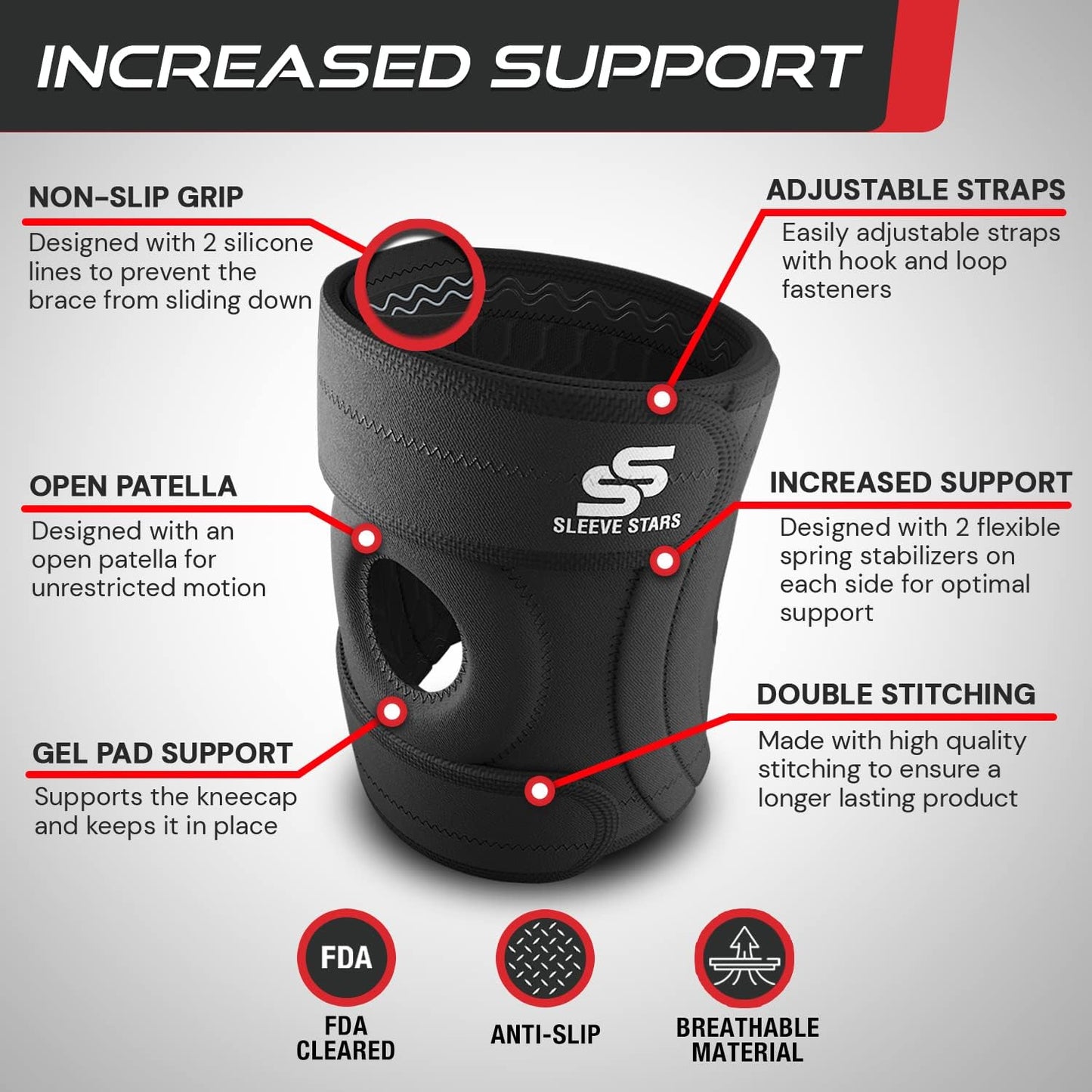 Sleeve Stars Knee Brace & Knee Support for Men & Women, Knee Braces for Knee Pain, Knee Protection Wrap for Working Out