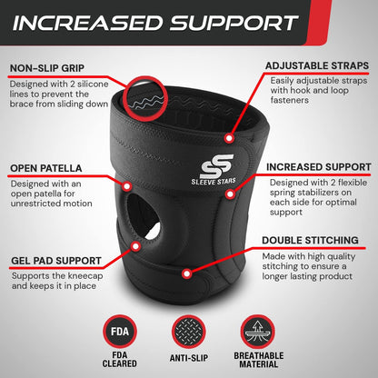 Sleeve Stars Knee Brace & Knee Support for Men & Women, Knee Braces for Knee Pain, Knee Protection Wrap for Working Out