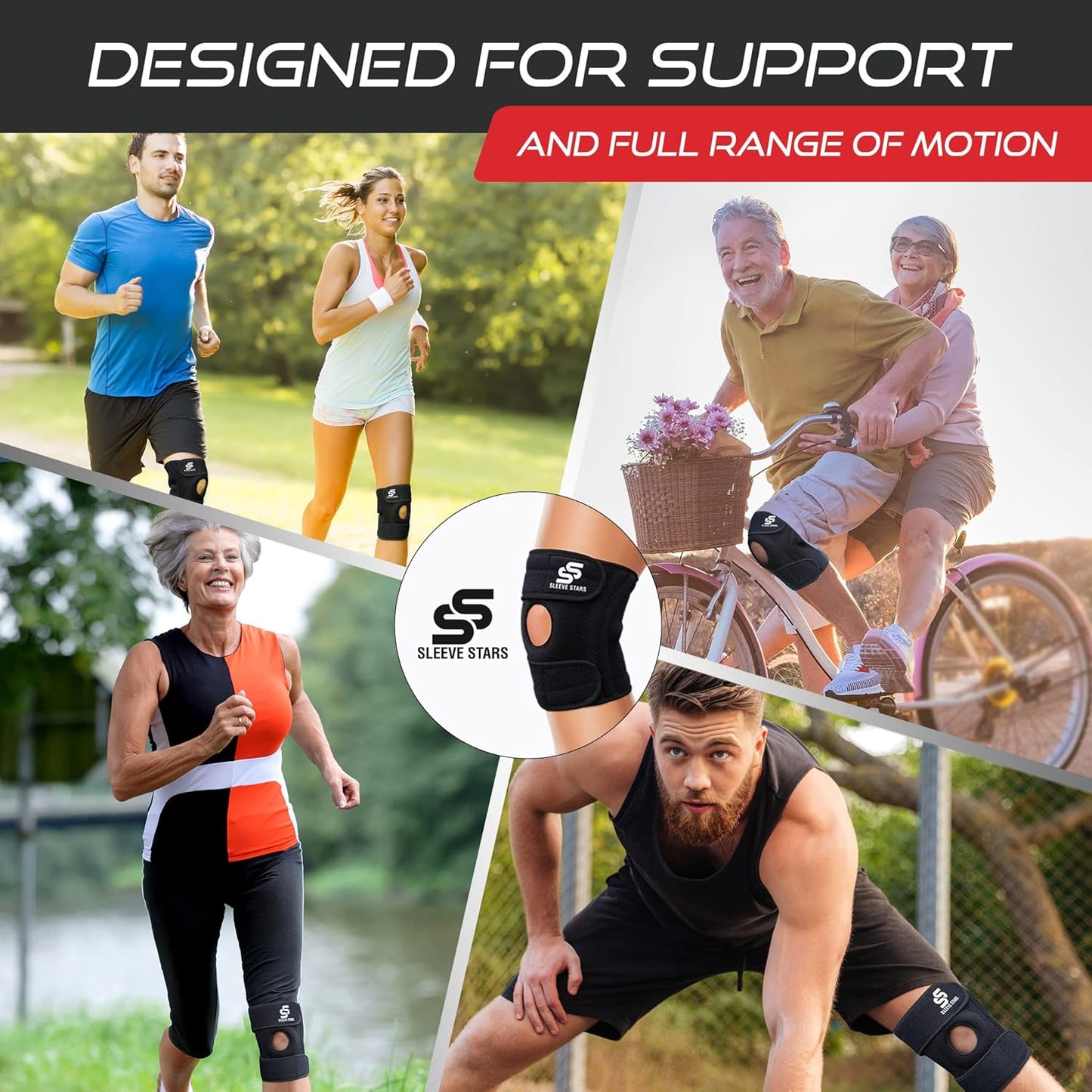 Sleeve Stars Knee Brace & Knee Support for Men & Women, Knee Braces for Knee Pain, Knee Protection Wrap for Working Out