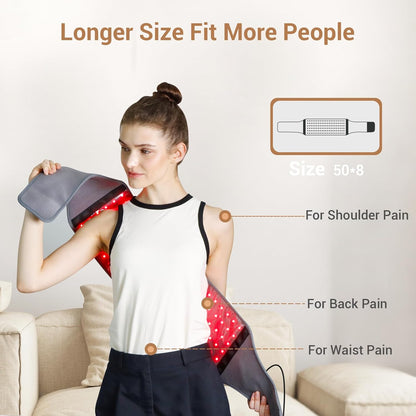 Red Light Therapy Belt with 126 Leds, Infrared Red Light Therapy for Body, 660Nm & 850Nm, 22W Light Wrap with Timer for Back Waist Belly Joint Muscle Pain Relief(Corded)