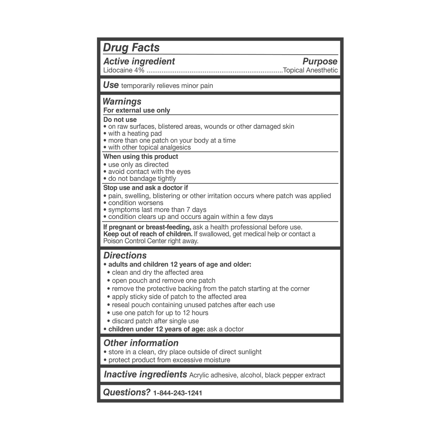 Lidocaine Pain Relief Patches 20 Ct for Back Pain Shoulder Pain - 4% Lidocaine Patches