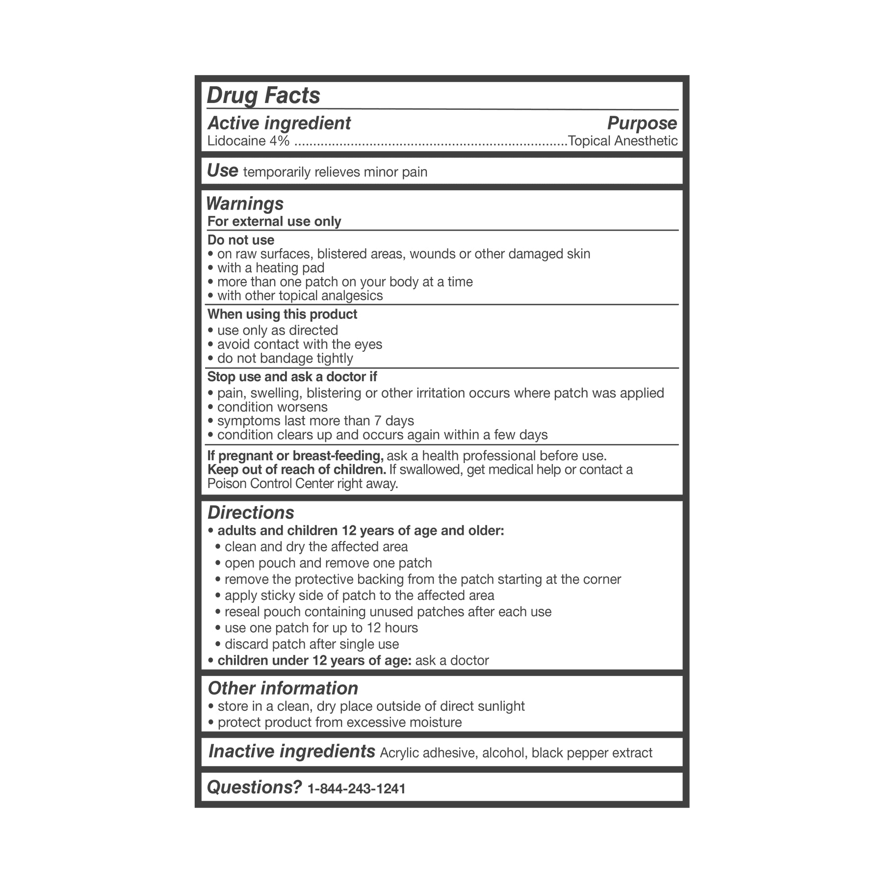 Lidocaine Pain Relief Patches 20 Ct for Back Pain Shoulder Pain - 4% Lidocaine Patches