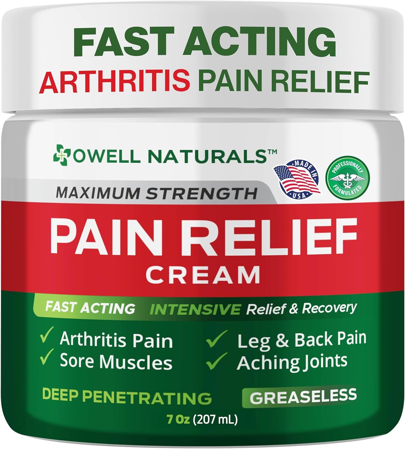 Arthritis Pain Relief Cream 7 Oz, Maximum Strength Deep Penetrating Relieving for Aches, Joint & Muscle, Muscle, Back, Knee, Feet, Hand, Ankle, Legs, Shoulder