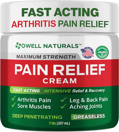 Arthritis Pain Relief Cream 7 Oz, Maximum Strength Deep Penetrating Relieving for Aches, Joint & Muscle, Muscle, Back, Knee, Feet, Hand, Ankle, Legs, Shoulder
