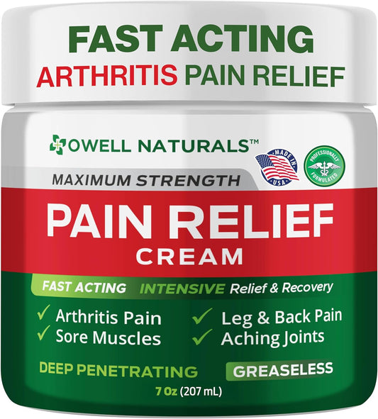 Arthritis Pain Relief Cream 7 Oz, Maximum Strength Deep Penetrating Relieving for Aches, Joint & Muscle, Muscle, Back, Knee, Feet, Hand, Ankle, Legs, Shoulder