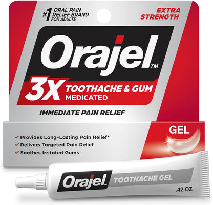 3X for Toothache & Gum Pain: Maximum Gel Tube 0.42Oz - from #1 Oral Pain Relief Brand -  for Instant Pain Relief