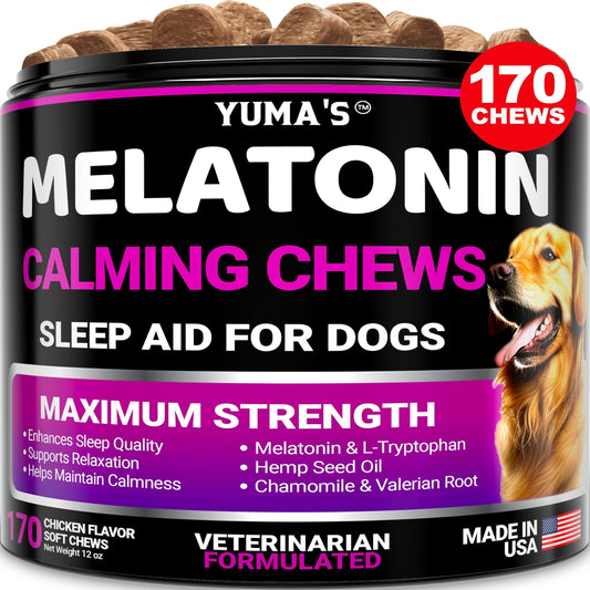 Soothing Melatonin Calming Chews for Dogs - 170 Chews for Stress and Anxiety Relief