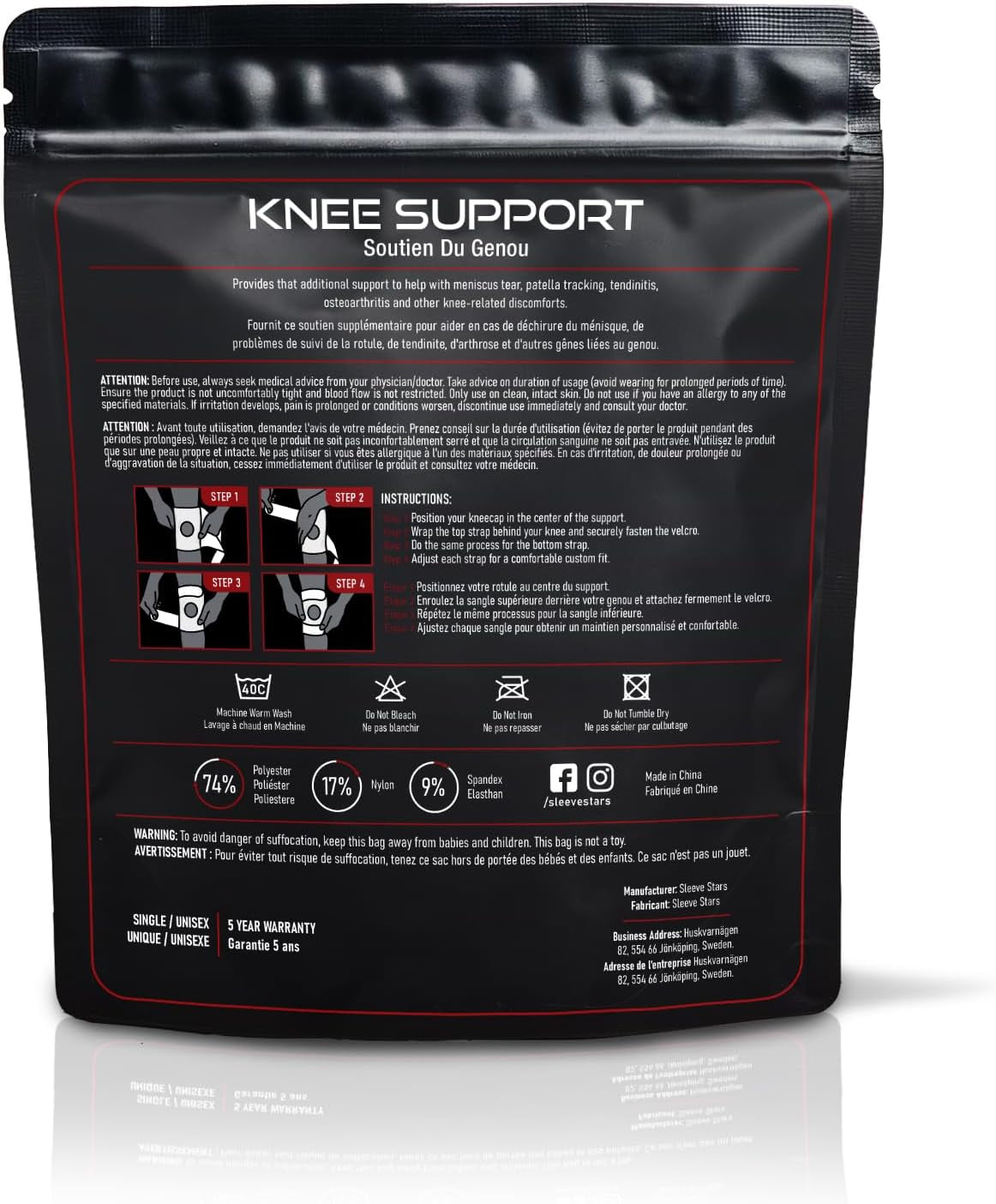 Sleeve Stars Knee Brace & Knee Support for Men & Women, Knee Braces for Knee Pain, Knee Protection Wrap for Working Out