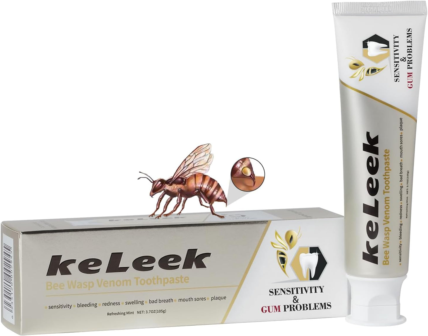 Transform Your Oral Care Routine with Bee Wasp Venom Multi-Peptides Toothpaste - Effective Treatment for Bleeding Gums, Gingivitis, and Sensitive Teeth - 3.7 OZ