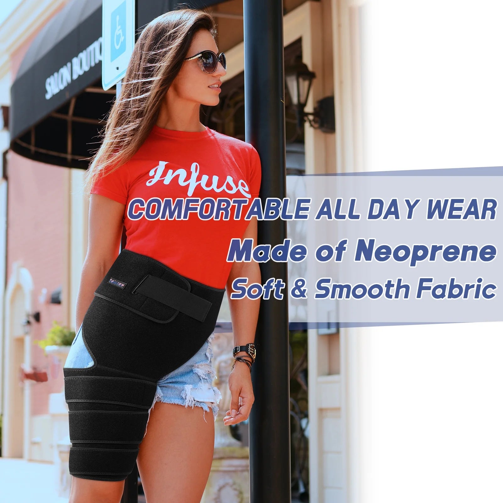 Adjustable Hip Braces,Groin Braces, Sciatica Pain Relief,One Size (Left), 1 Count