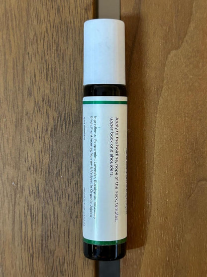 Migraine Relief Roll-On, Made with Peppermint, Lavender, Eucalyptus, & Other Aromatherapy Essential Oils, for Headaches, Body Pain, and Sore Muscles