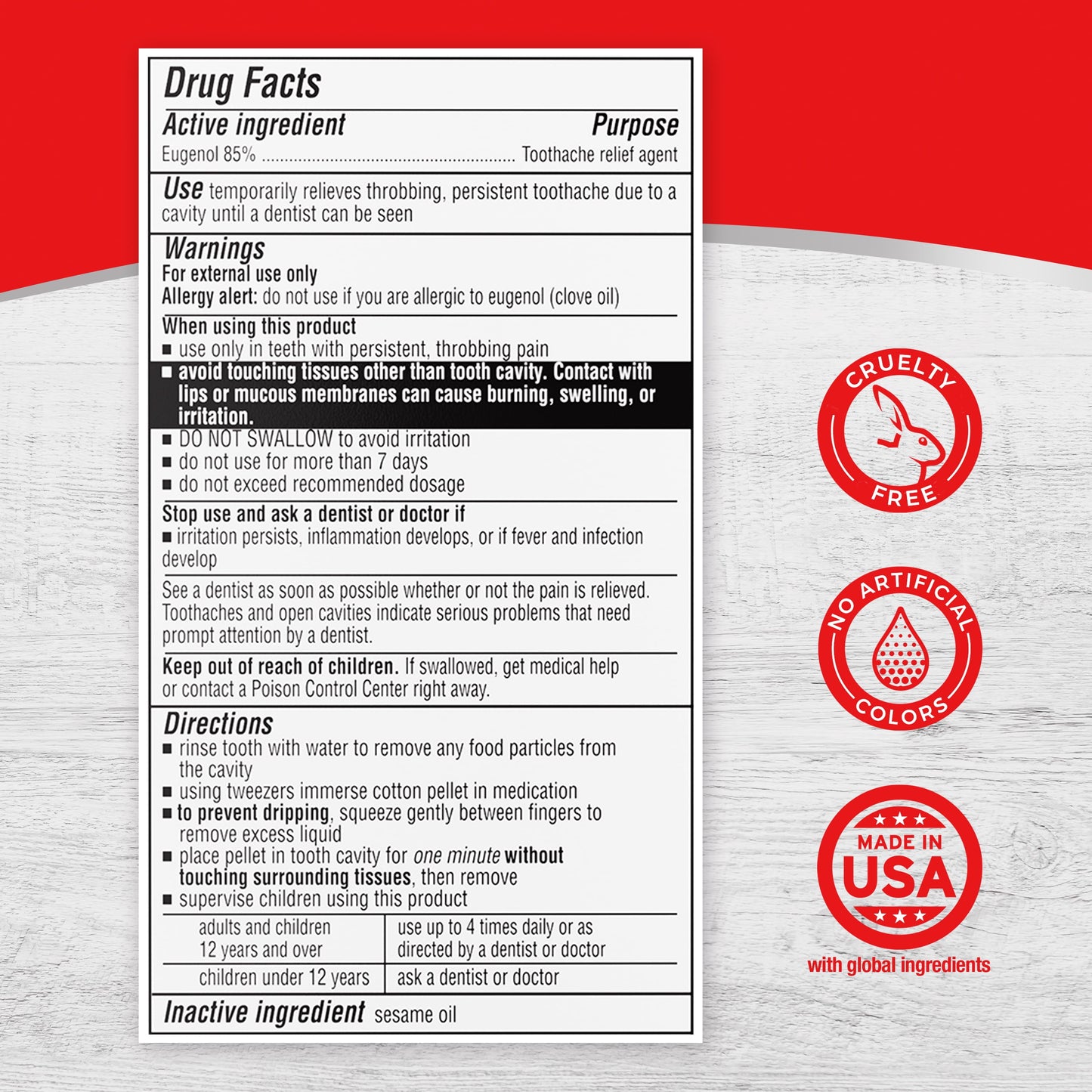 Toothache Medicine Kit, Instant Pain Relief of Throbbing Toothache, 1/8 (.125) Fl Oz