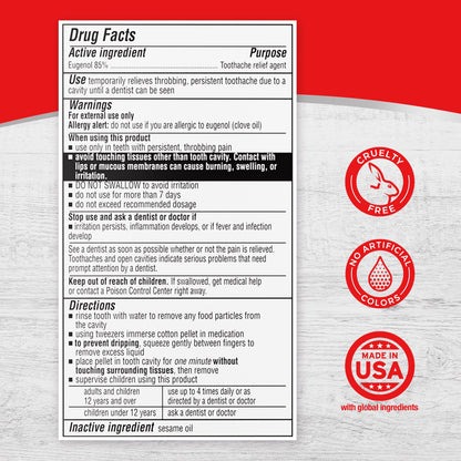 Toothache Medicine Kit, Instant Pain Relief of Throbbing Toothache, 1/8 (.125) Fl Oz