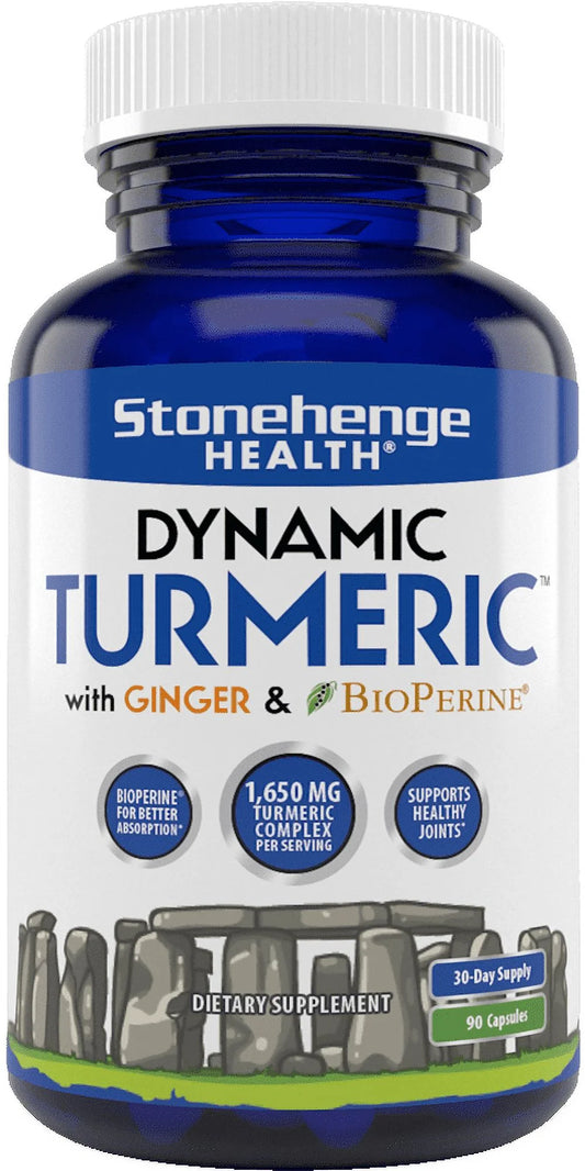 Dynamic Turmeric Curcumin Ginger Highest Potency Available. 1,650 Mg Turmeric with 95% Curcuminoids & Bioperine® Supports Joint Health, 90 Vegetarian Capsules (1 Pack)